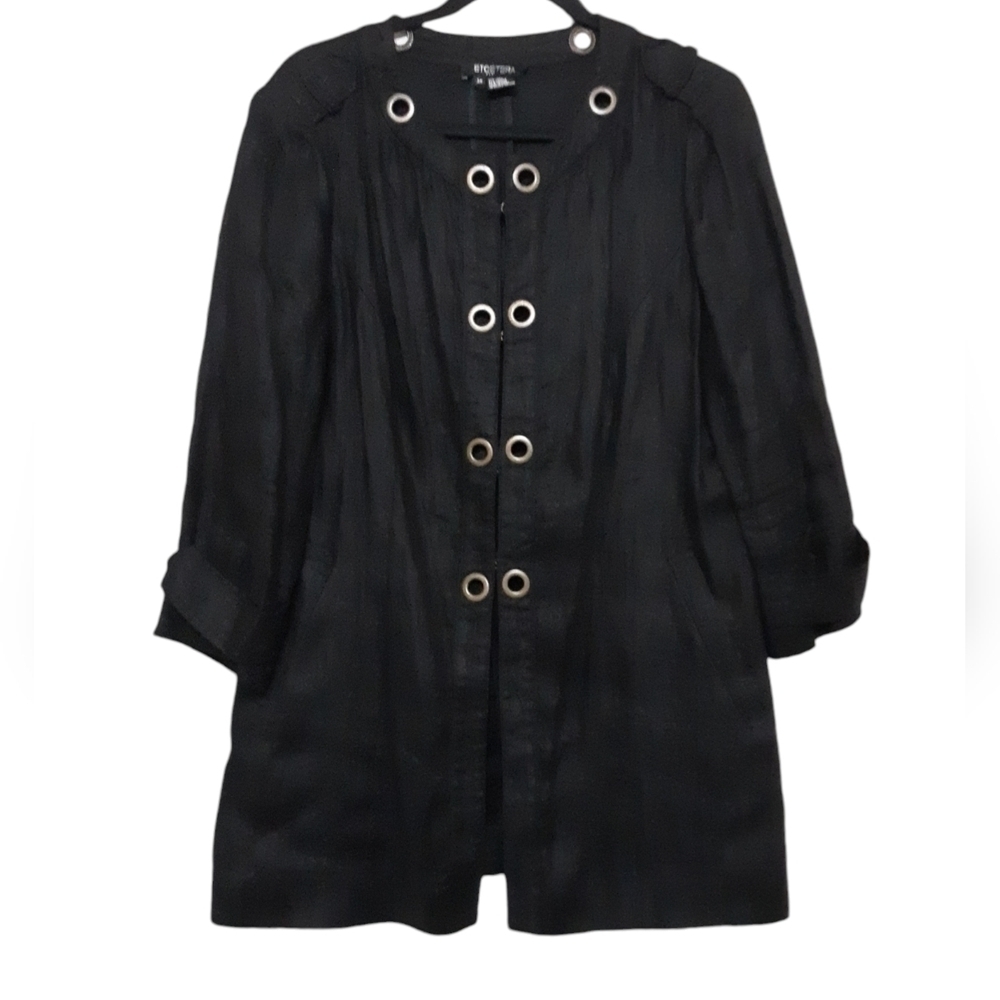 Etcetera Black Linen Eyelet Front Coat